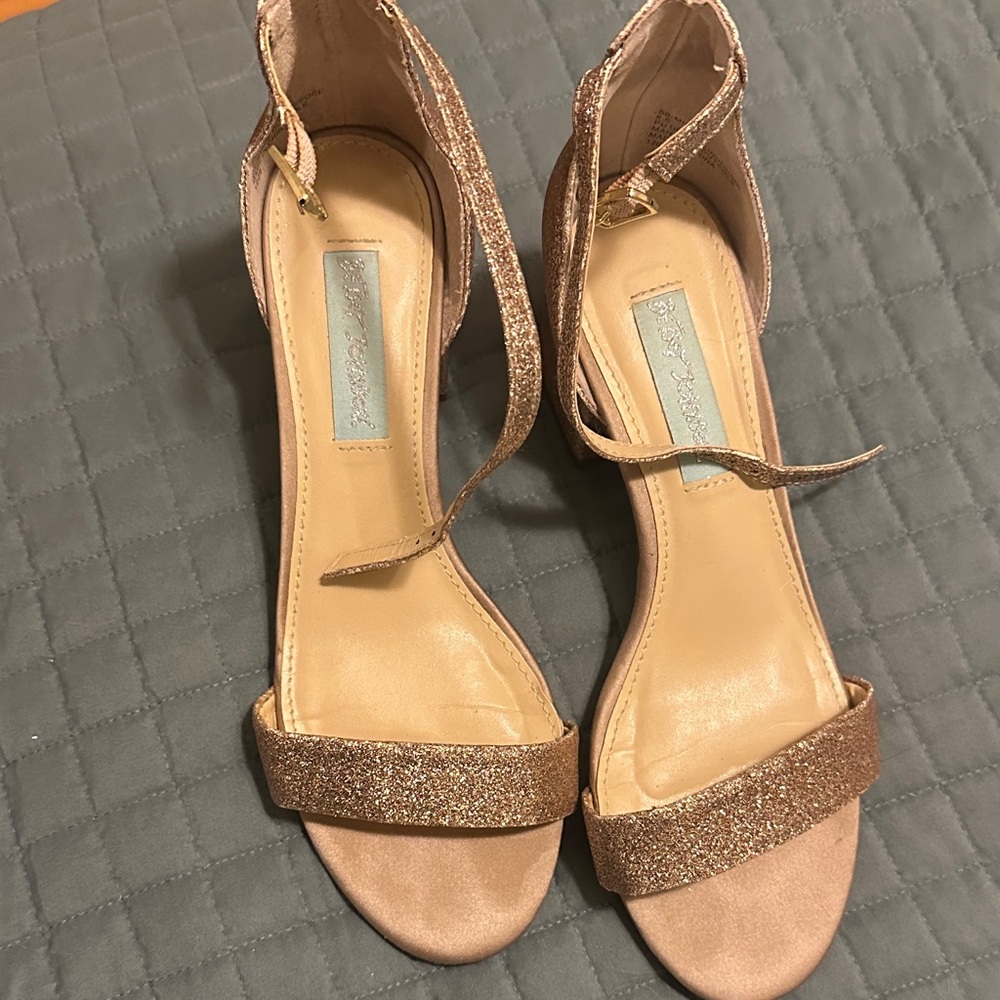 Betsey Johnson Rose Gold Glitter Heels